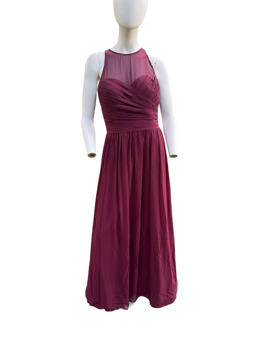 Bill Levkoff Wine Sleeveless Chiffon Maxi Dress